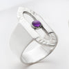 Large sterling silver ring with purple amethyst