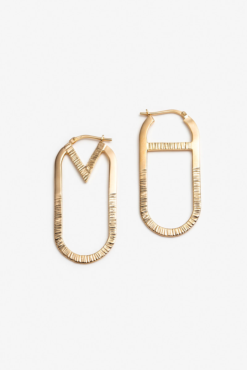 asymmetrical Hoop earrings gold large