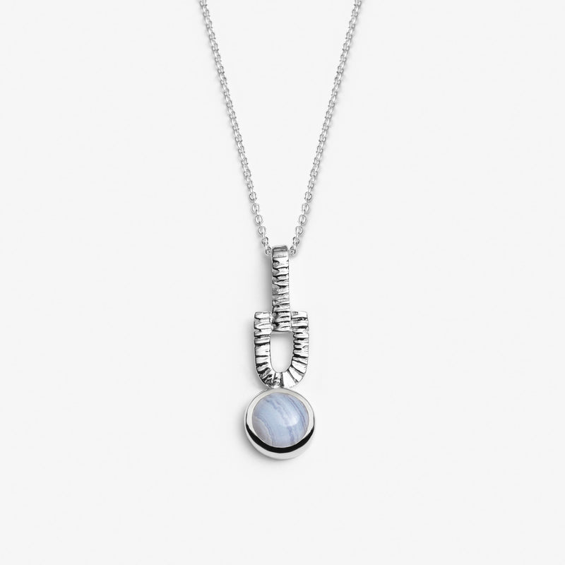 silver necklace with stone