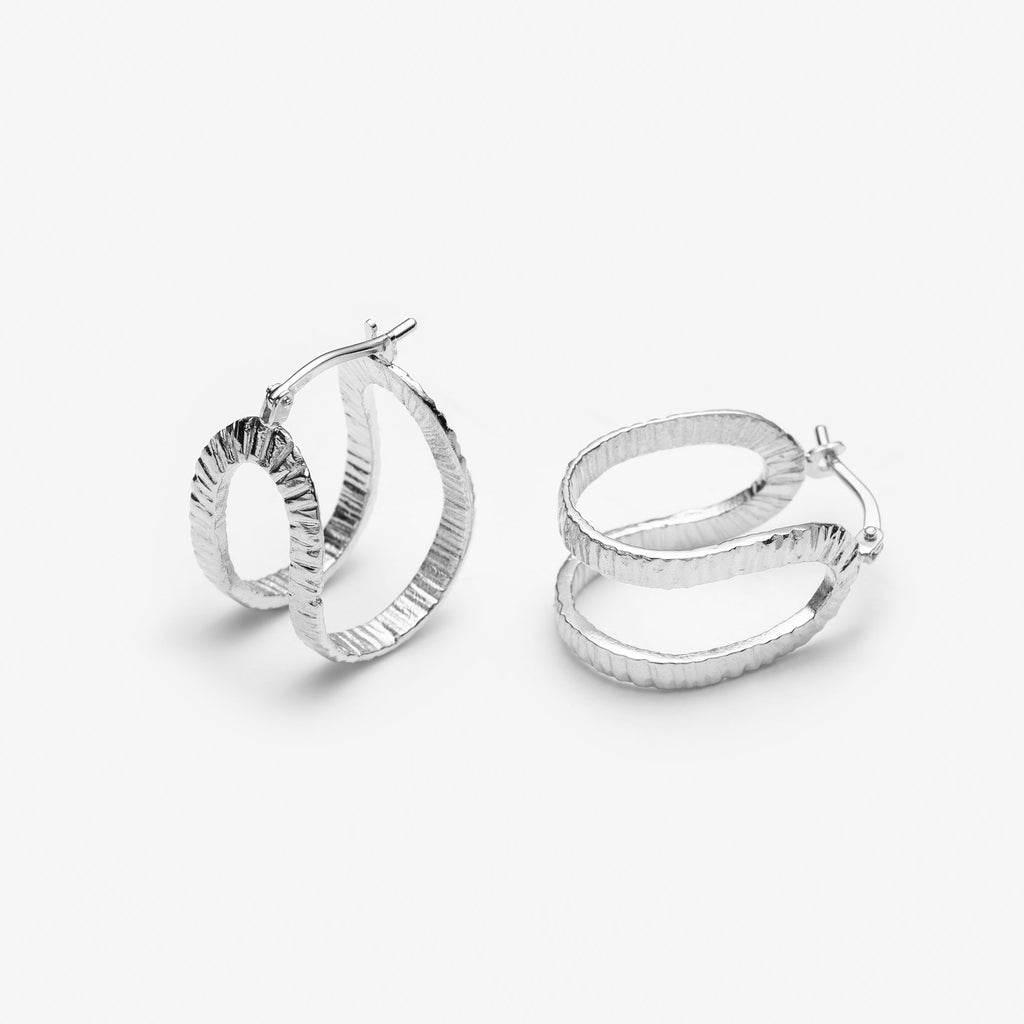 silver double hoop earrings