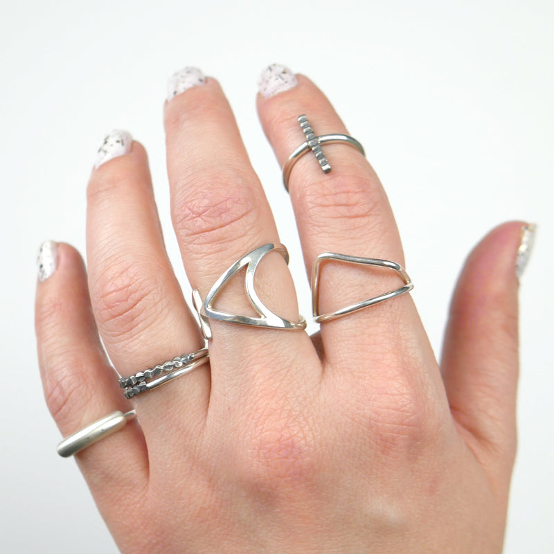Cube ring, minimalist 3d sterling silver ring