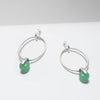 Sterling silver dangle hoop earrings with green aventurine