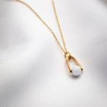 Dainty blue lace agate necklace gold plated