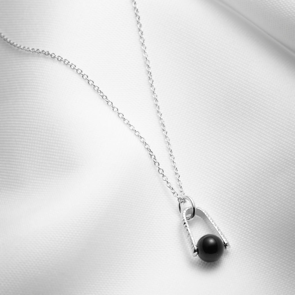 Delicate black onyx necklace in sterling silver