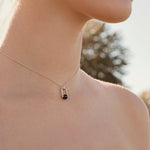 Delicate Black onyx choker chain necklace in sterling silver