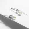 Long dangle sterling silver earrings with 11 mm baroque freswater pearls