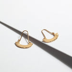 Gold plated silver half moon textured modern hoop earrings