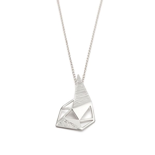 Geometric pendant in sterling silver on a 30 inches long chain - Canada