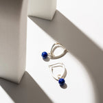Sterling silver 925 hoops with semi-precious stone charms lapis lazuli