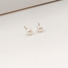 White 5 mm freshwater button pearls stud earrings 