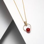 Gold plated silver Necklace With a Carnelian Stone Pendant made in Canada