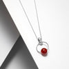 Silver Necklace With a red Carnelian Stone Pendant 