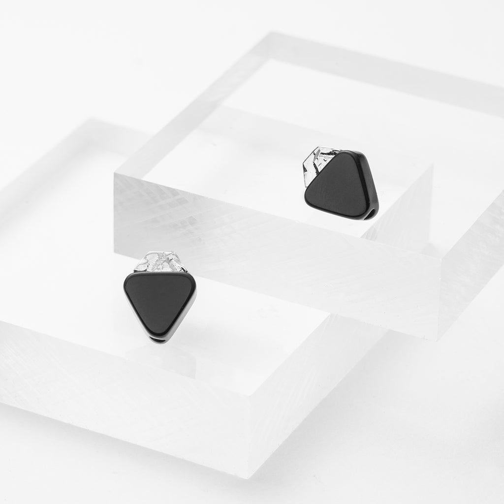 black onyx silver stud earrings