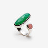 Large statement sterling silver ring for women with green chrysoprase and pink strawberry quartz-Made in Montreal, Canada