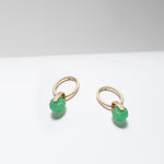 green stone drop earrings gold
