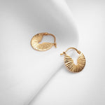 Round gold plated vermeil wide little textured hoop earrings