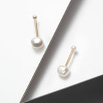Minimalist Double pearl bar earrings- Mother's day gift 2022
