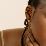 Front facing gold hoops textured stud