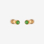 Gold small ear climber earrings with green chrysoprase stones - Canada