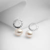 Small circle sterling silver earrings with pearls