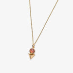 Small pink stone pendant in gold plated silver by Montreal jewelry designer