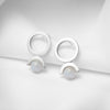 Sterling silver circle earrings with blue lace agate