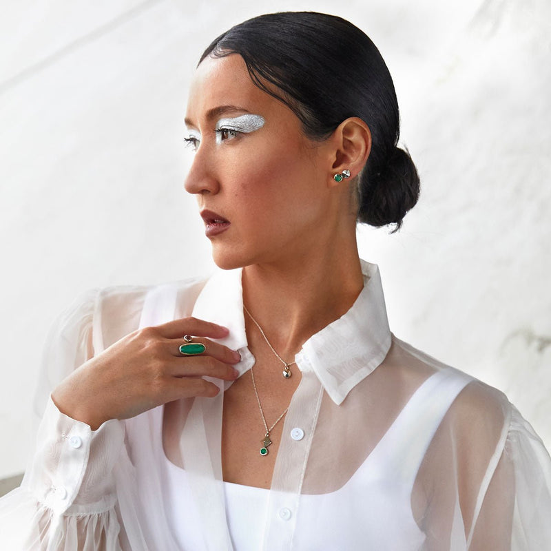 Canadian jeweller and designer Veronique Roy Jwls new spring collection on sterling silver and green stones jewellery