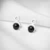 Onyx geometric silver earrings