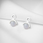 Small geometric stud earrings in sterling silver with blue lace agate