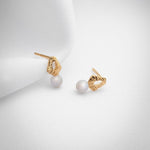 Delicate gold stud earrings with blue lace agate