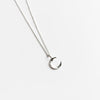 Textured sterling silver moon charm necklace