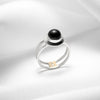 925 solid sterling silver double band ring with black onyx gemstone