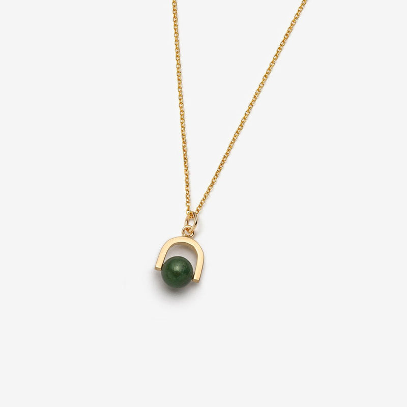 Gold plated silver Necklace With Jade Pendant