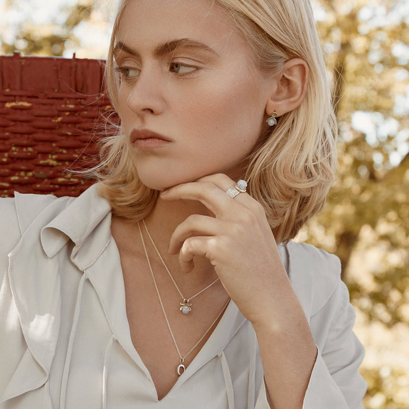 Blue lace agate earrings, pendant necklaces and ring in sterling silver