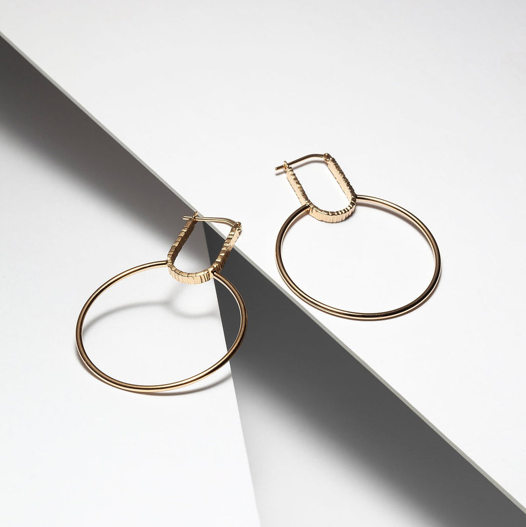 Gold plated large hoop earrings made in Canada