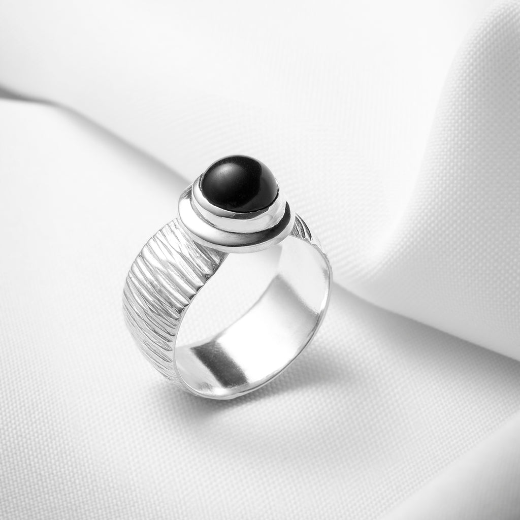 Chunky sterling silver black onyx stone ring