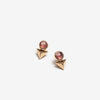Small gold triangular earrings with strawberry-quartz- Canada