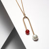 Necklace with red Carnelian and pearl Made in Canada