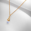 Handmade gold charm necklace with blue lace agate agate