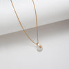 Gold plated silver white jade pendant necklace