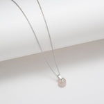 Sterling silver faceted rose quartz bar pendant necklace