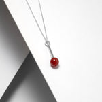 Simple sterling silver necklace with red carnelian made in Quebec