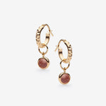 Small gold Hoops - With Strawberry quartz Charms - Canada