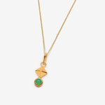 Green stone gold layering pendant necklace for spring 2023-Canada