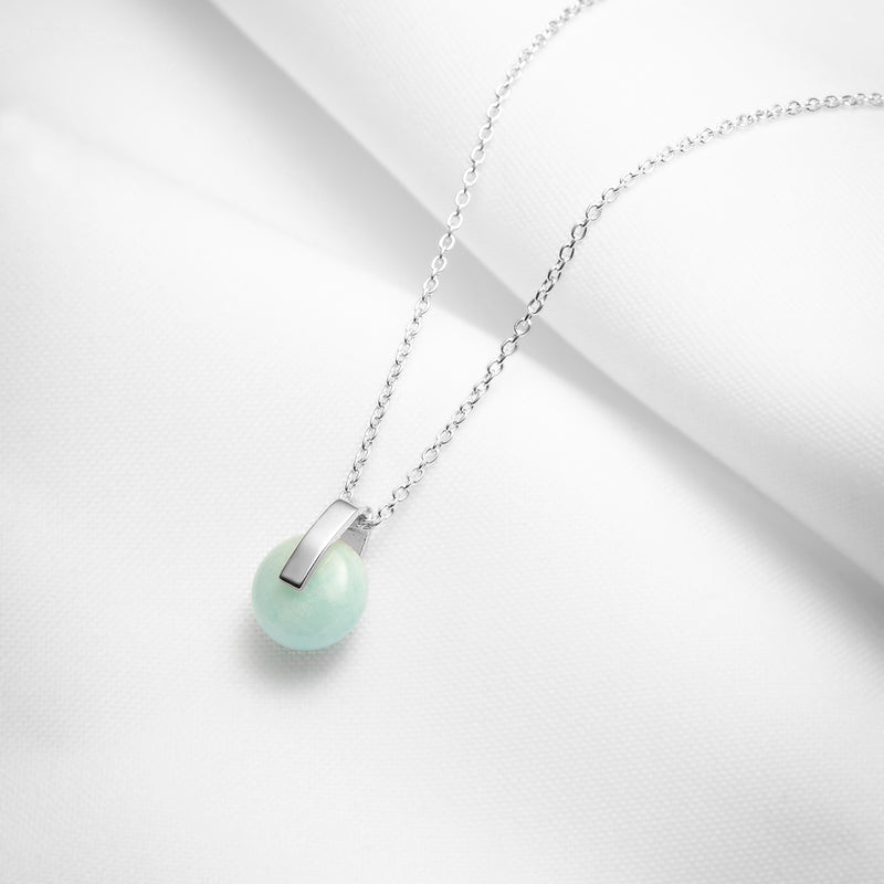 Amazonite charm pendant necklace in sterling silver