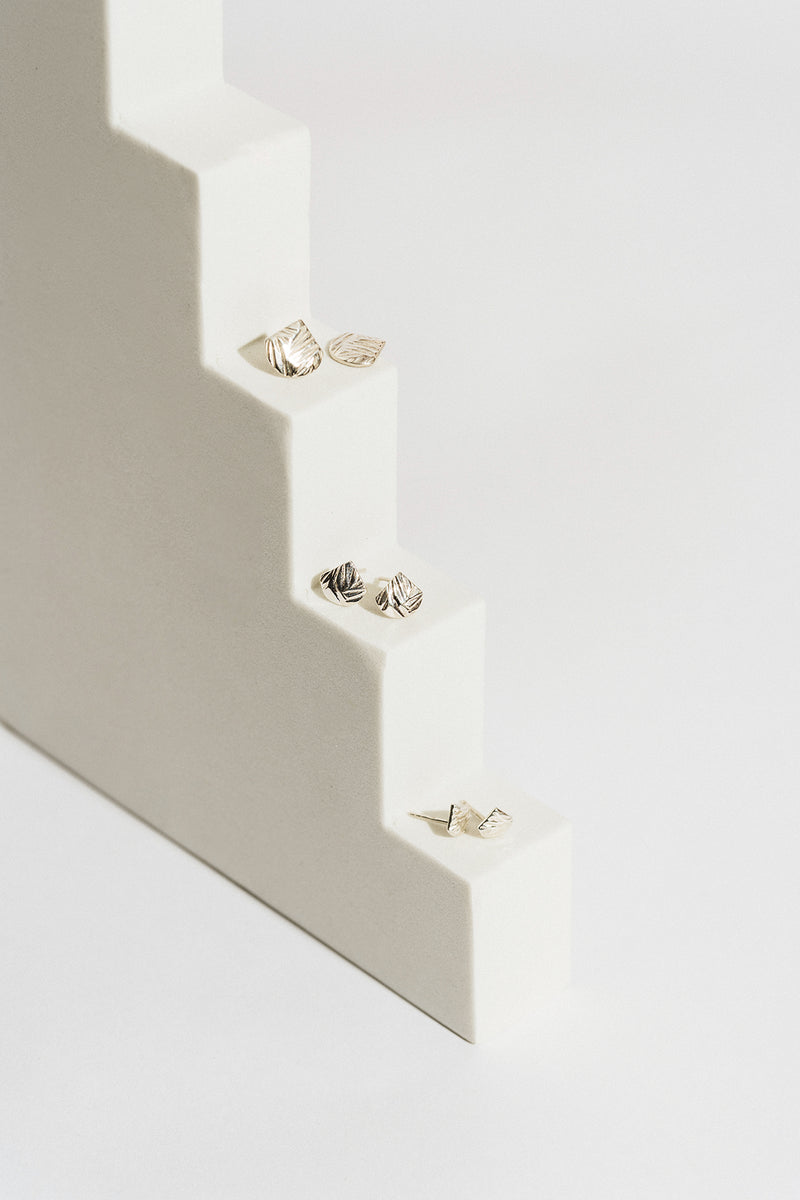 Textured stud earrings in silver