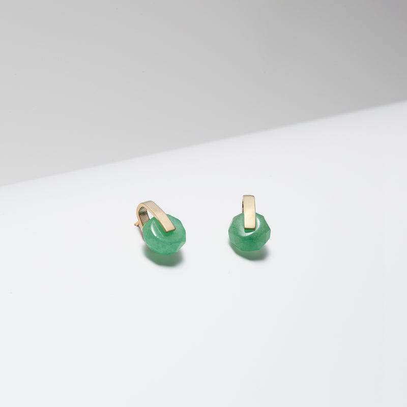 Green aventurine and gold plated bar stud earrings