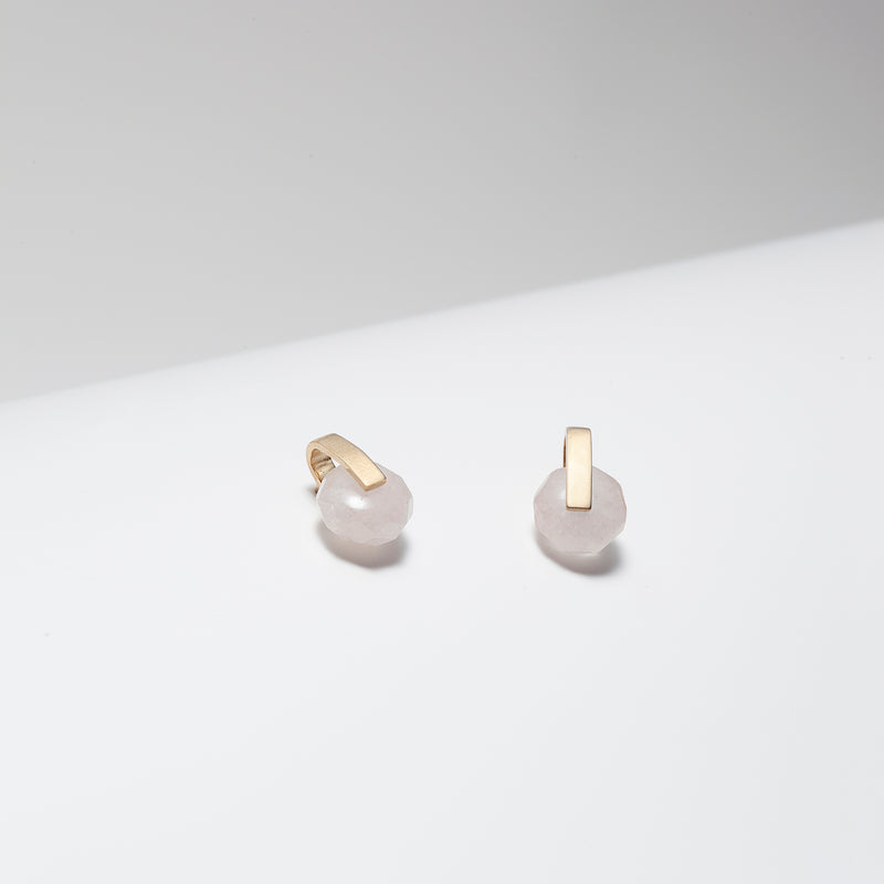 Gold plated silver and rose quartz stud earrings