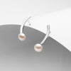 Freshwater pearl curved bar sterling silver stud earrings
