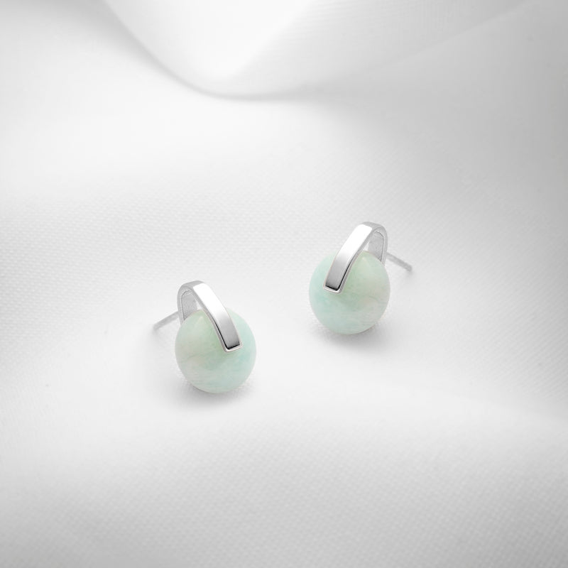 Sterling silver blue amazonite stud earrings
